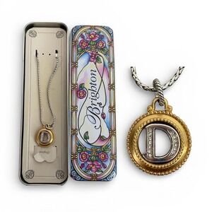 Brighton D Monogram Charm Necklace Crystal Letter Chain Necklace